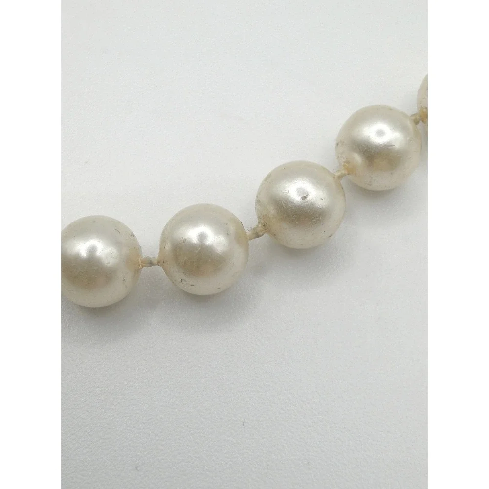Vintage‎ Style Cream Faux Pearl Bracelet 8" Hand Knotted Gold Tone Clasp_4
